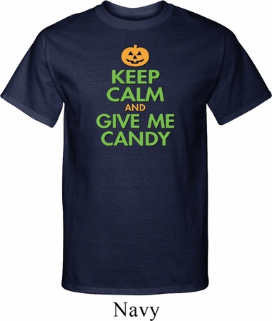 Mens Halloween Shirt Keep Calm and Give Me Candy Tall Tee T-Shirt