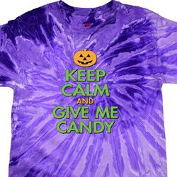 Mens Halloween Shirt Keep Calm and Give Me Candy Tie Dye Tee T-shirt
