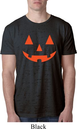 Mens Halloween Shirt Orange Jack O Lantern Burnout Tee T-Shirt