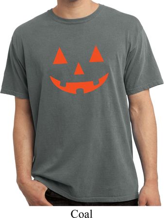 Mens Halloween Shirt Orange Jack O Lantern Pigment Dyed Tee T-Shirt