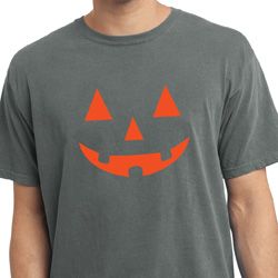 Mens Halloween Shirt Orange Jack O Lantern Pigment Dyed Tee T-Shirt