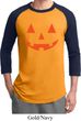 Mens Halloween Shirt Orange Jack O Lantern Raglan Tee T-Shirt