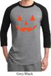 Mens Halloween Shirt Orange Jack O Lantern Raglan Tee T-Shirt