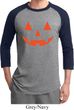 Mens Halloween Shirt Orange Jack O Lantern Raglan Tee T-Shirt