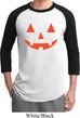 Mens Halloween Shirt Orange Jack O Lantern Raglan Tee T-Shirt