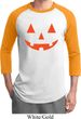 Mens Halloween Shirt Orange Jack O Lantern Raglan Tee T-Shirt
