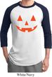 Mens Halloween Shirt Orange Jack O Lantern Raglan Tee T-Shirt
