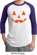 Mens Halloween Shirt Orange Jack O Lantern Raglan Tee T-Shirt