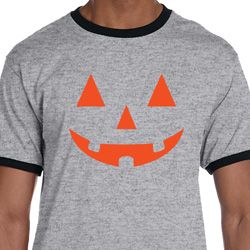 Mens Halloween Shirt Orange Jack O Lantern Ringer Tee T-Shirt