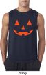 Mens Halloween Shirt Orange Jack O Lantern Sleeveless Tee T-Shirt