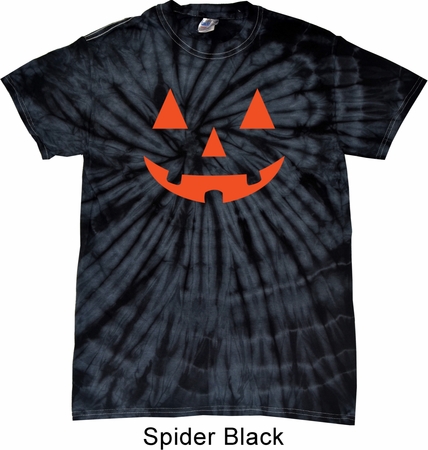 Mens Halloween Shirt Orange Jack O Lantern Spider Tie Dye Tee T-shirt