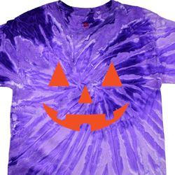 Mens Halloween Shirt Orange Jack O Lantern Tie Dye Tee T-shirt