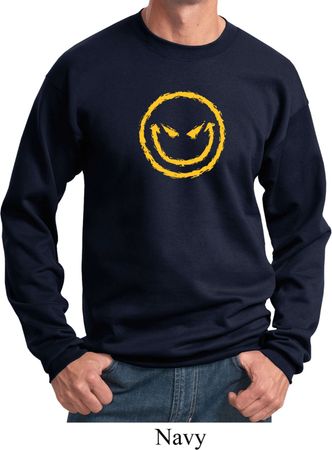 Mens Halloween Sweatshirt Evil Smiley Face Sweat Shirt