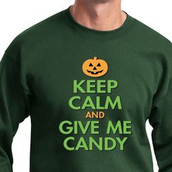 Mens Halloween Sweatshirt Keep Calm and Give Me Candy Sweat Shirt