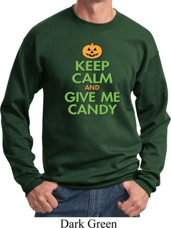 Mens Halloween Sweatshirt Keep Calm and Give Me Candy Sweat Shirt