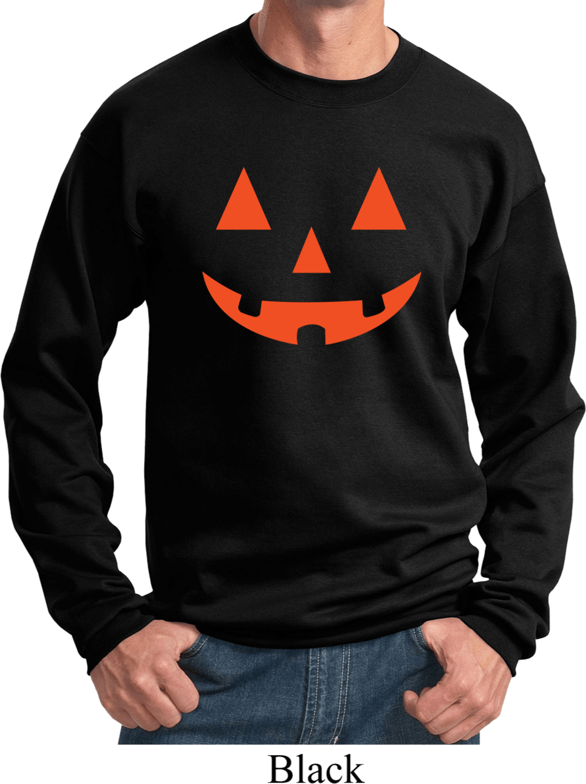 Mens Halloween Sweatshirt Orange Jack O Lantern Sweat Shirt Orange