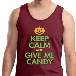 Mens Halloween Tanktop Keep Calm and Give Me Candy Tank Top