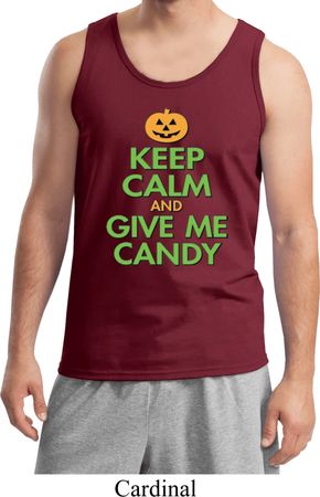 Mens Halloween Tanktop Keep Calm and Give Me Candy Tank Top