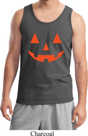 Mens Halloween Tanktop Orange Jack O Lantern Tank Top