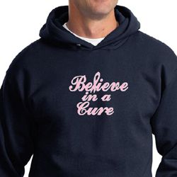 Mens Hoodie Breast Cancer Awareness Believe in a Cure Hoody