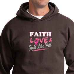 Mens Hoodie Breast Cancer Awareness Faith Love Fight Hoody