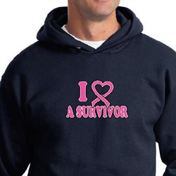 Mens Hoodie Breast Cancer Awareness I Heart a Survivor Hoody Mens Hoodie Breast Cancer Awareness I Heart a Survivor Hoody