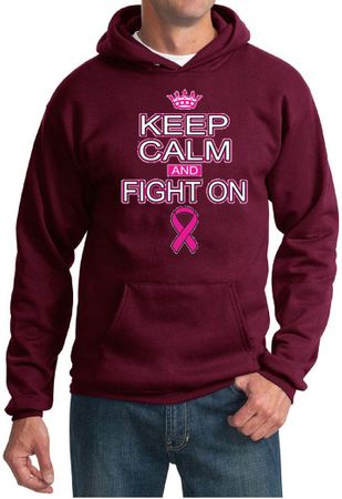 Mens Hoodie Breast Cancer Awareness Keep Calm Hoody