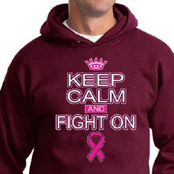 Mens Hoodie Breast Cancer Awareness Keep Calm Hoody