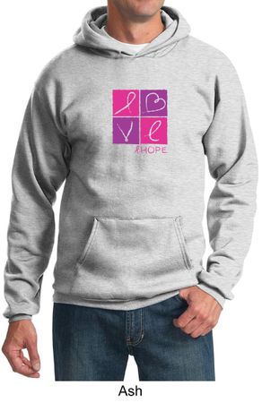 Mens Hoodie Breast Cancer Awareness Love Hope Hoody