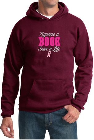 Mens Hoodie Breast Cancer Awareness Save a Life Hoody