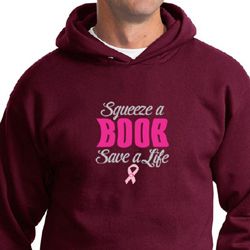Mens Hoodie Breast Cancer Awareness Save a Life Hoody