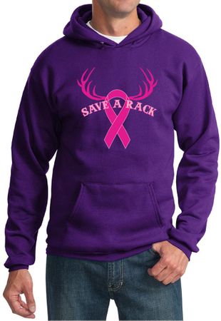 Mens Hoodie Breast Cancer Awareness Save a Rack Hoody