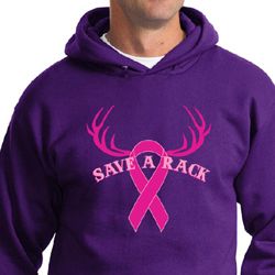 Mens Hoodie Breast Cancer Awareness Save a Rack Hoody