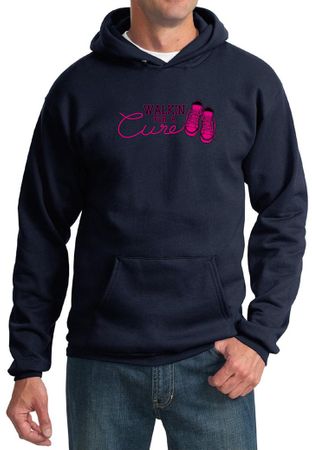 Mens Hoodie Breast Cancer Awareness Walkin For a Cure Hoody