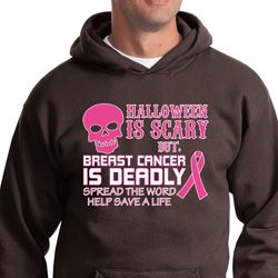 Mens Hoodie Halloween Scary Breast Cancer Deadly Hoody