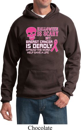 Mens Hoodie Halloween Scary Breast Cancer Deadly Hoody
