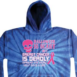 Mens Hoodie Halloween Scary Breast Cancer Deadly Tie Dye Hoody