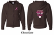 Mens Hoodie Pink Ribbon 2nd Base Front & Back Print Full Zip Hoody