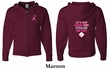 Mens Hoodie Pink Ribbon 2nd Base Front & Back Print Full Zip Hoody