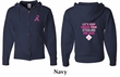Mens Hoodie Pink Ribbon 2nd Base Front & Back Print Full Zip Hoody
