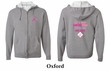 Mens Hoodie Pink Ribbon 2nd Base Front & Back Print Full Zip Hoody