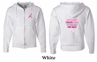 Mens Hoodie Pink Ribbon 2nd Base Front & Back Print Full Zip Hoody