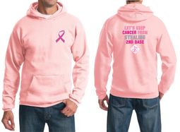 Mens Hoodie Pink Ribbon 2nd Base Front & Back Print Hoody