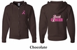 Mens Hoodie Pink Ribbon Beat Cancer Front & Back Print Full Zip Hoody