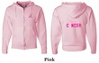 Mens Hoodie Pink Ribbon Beat Cancer Front & Back Print Full Zip Hoody