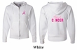 Mens Hoodie Pink Ribbon Beat Cancer Front & Back Print Full Zip Hoody