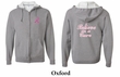 Mens Hoodie Pink Ribbon Believe Front & Back Print Full Zip Hoody