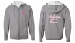 Mens Hoodie Pink Ribbon Believe Front & Back Print Full Zip Hoody