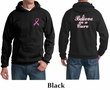 Mens Hoodie Pink Ribbon Believe in a Cure Front & Back Print Hoody