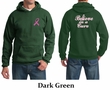 Mens Hoodie Pink Ribbon Believe in a Cure Front & Back Print Hoody